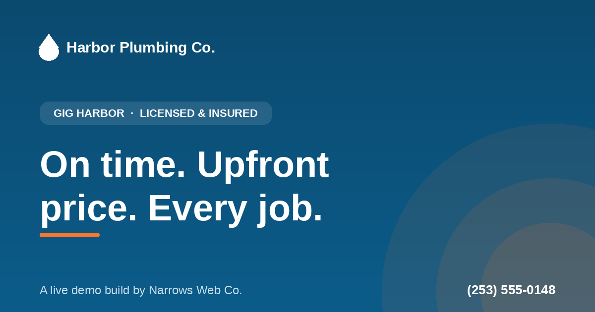 Harbor Plumbing Co. demo build by Narrows Web Co.